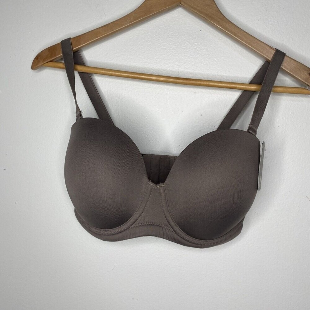 New Wacoal Bra 32DDD Padded Underwire Bra Taupe Removable Straps Strapless